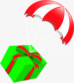 手绘绿色礼盒氢气球装饰素材