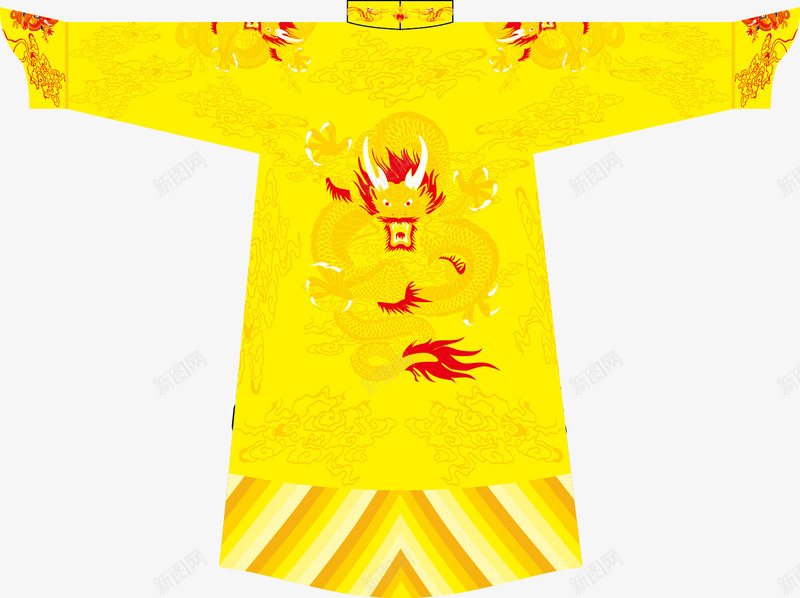 黄色龙袍服饰png免抠素材_88icon https://88icon.com 清朝龙袍 皇帝龙袍 荷花 莲花 衣服 长袍 麒麟 龙 龙袍