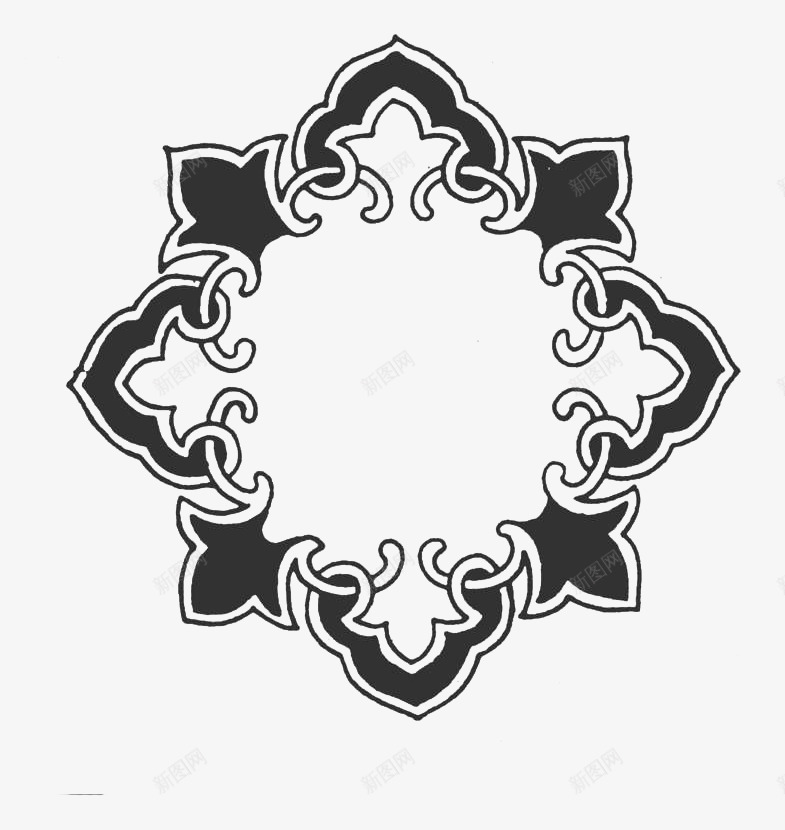 黑白装饰图纹png免抠素材_88icon https://88icon.com 中国风 如意纹 装饰 黑白