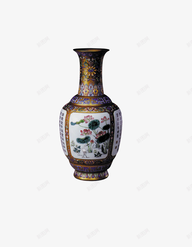 精美花瓶png免抠素材_88icon https://88icon.com 古董 复古 瓷器 精美 艺术品 花瓶 荷花图案