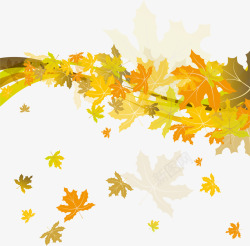 秋天唯美落叶树枝矢量图素材