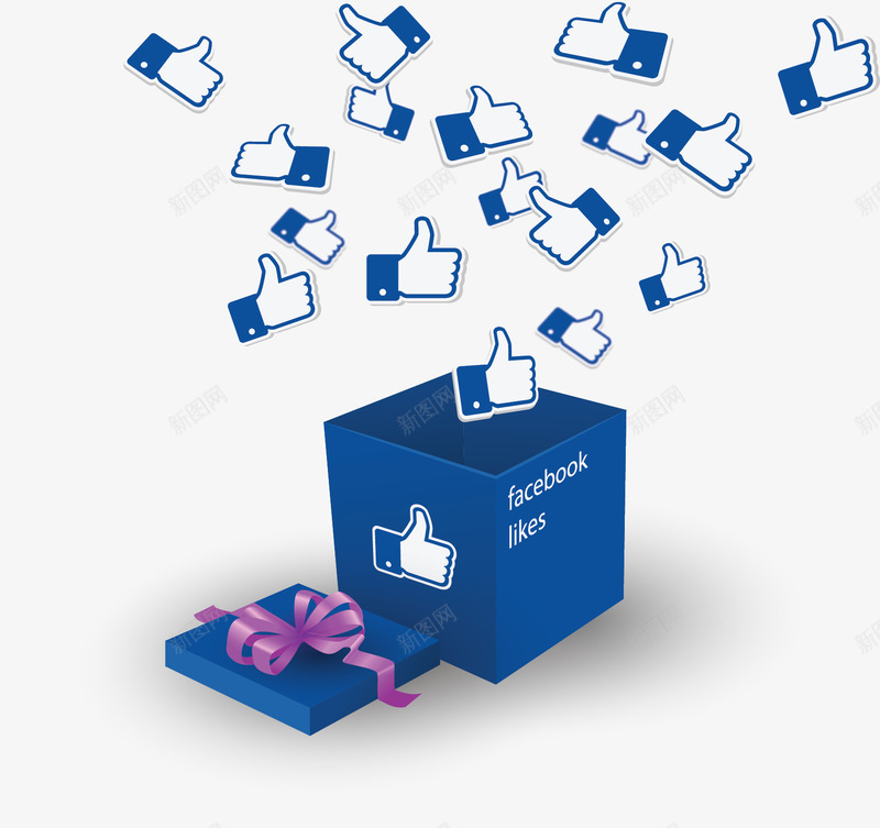 蓝色礼盒社交点赞矢量图ai免抠素材_88icon https://88icon.com 互联网 打开的盒子 点赞 矢量png 网络社交 蓝色礼盒 矢量图