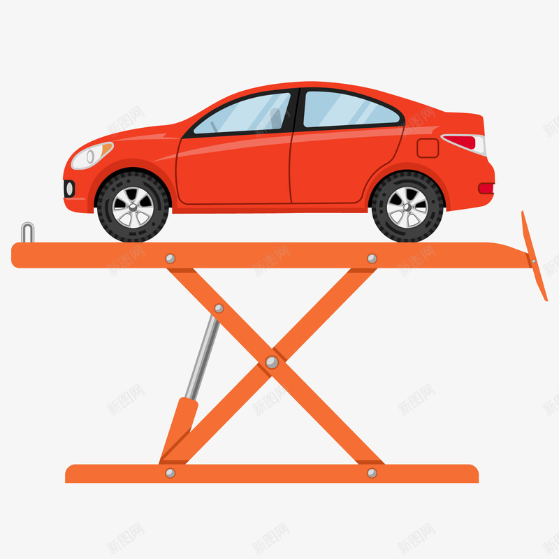 放在架子上的汽车矢量图ai免抠素材_88icon https://88icon.com 4s店 交通工具 红色汽车 维修汽车 轿车 矢量图