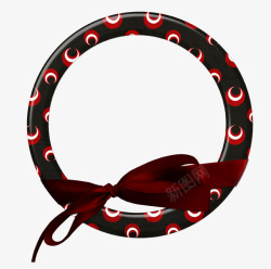 创意黑色红色圆圈形状蝴蝶结素材