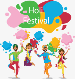 霍利节印度泼彩节狂欢派对矢量图高清图片