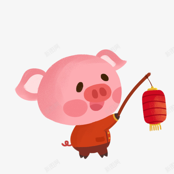 手绘插画提着灯笼的小猪png免抠素材_88icon https://88icon.com 可爱的小猪 手绘插画提着灯笼的小猪 新年 猪年
