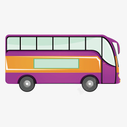 紫色卡通公交车汽车素材