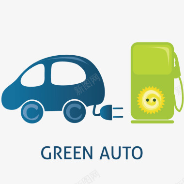 节能环保汽车充电图标图标
