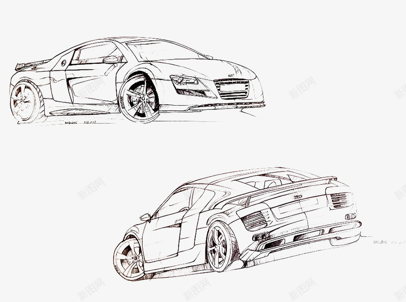 手绘汽车线稿png免抠素材_88icon https://88icon.com 免费素材 手绘线稿 汽车线稿 素描