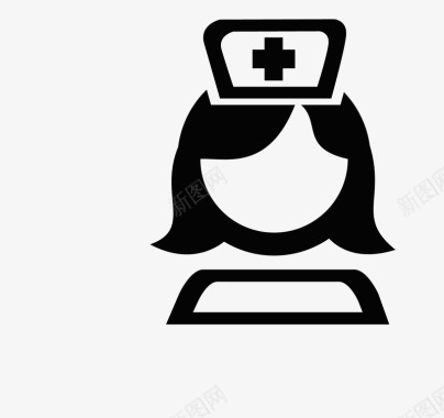 卡通护士帽黑白卡通护士头像标识矢量图图标图标
