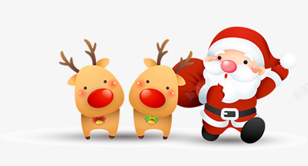 卡通手绘圣诞老人和麋鹿png免抠素材_88icon https://88icon.com 卡通手绘 圣诞狂欢 圣诞老人 圣诞节 圣诞送礼 麋鹿