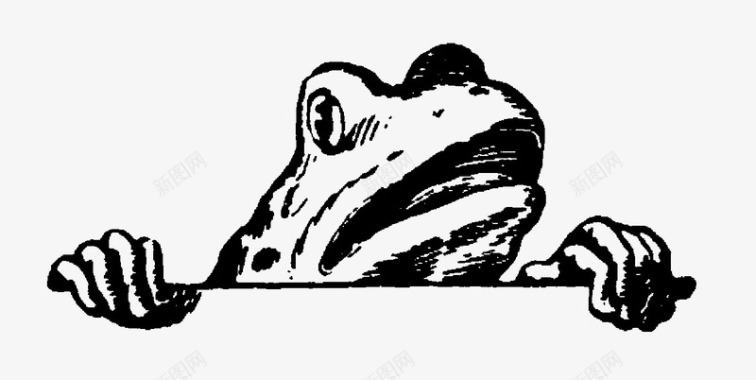 青蛙小矮人黑白线稿图标图标