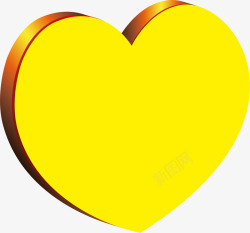 海报黄色立体爱心形状效果素材