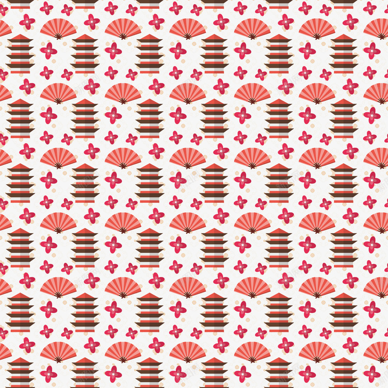 折扇背景png免抠素材_88icon https://88icon.com 和风 和风花纹 塔 折扇矢量 日本 红色