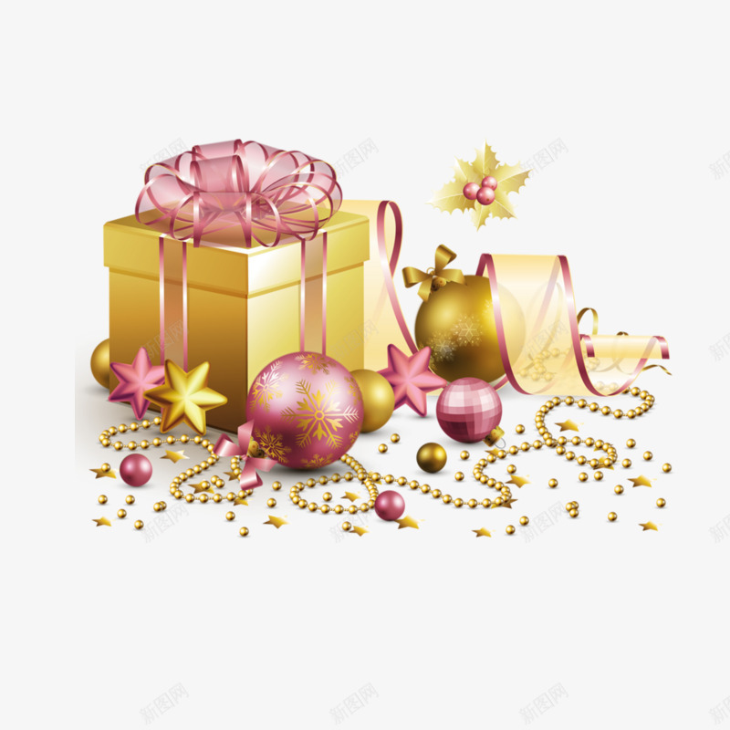 礼盒圣诞png免抠素材_88icon https://88icon.com 华丽 圣诞装饰免费图片 金色 铃铛