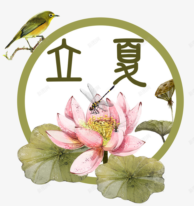 二十四节气古风海报psd免抠素材_88icon https://88icon.com 二十四节气 古风 平面 水墨 海报 立夏 荷叶 荷花 鸟