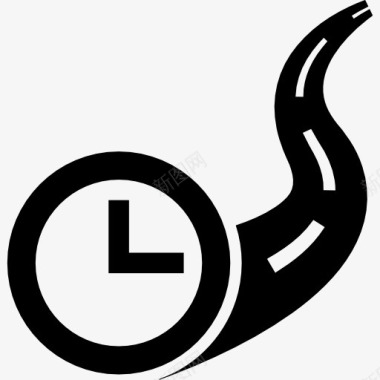 时钟在路上旅行时间的象征图标图标