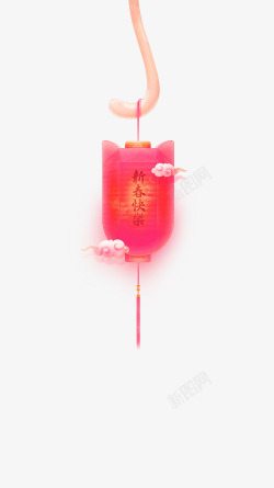 红色中国风新春快乐灯笼节日元素素材