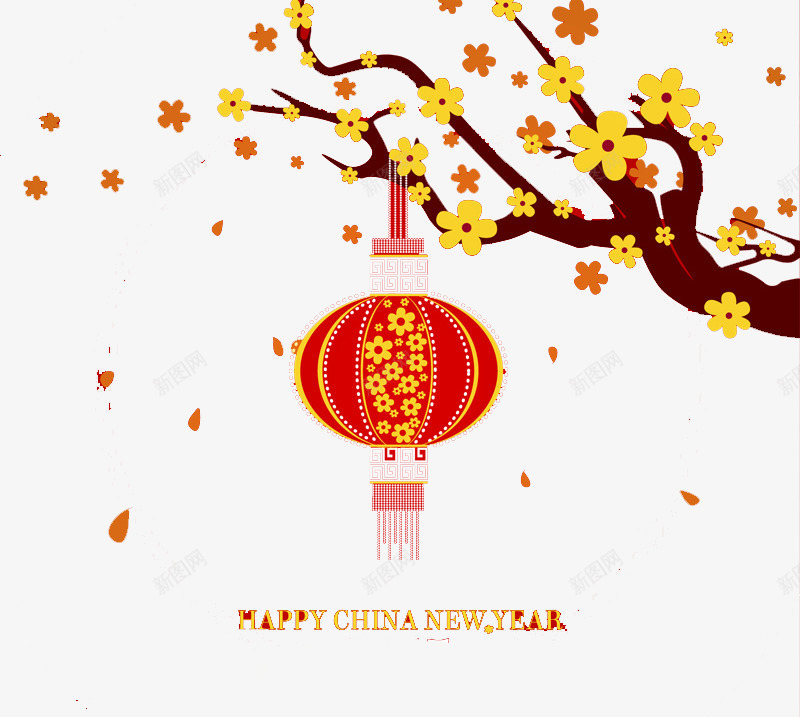 红灯笼与花枝贺卡png免抠素材_88icon https://88icon.com 新年卡片 新年贺卡 红灯笼 红灯笼贺卡 花枝