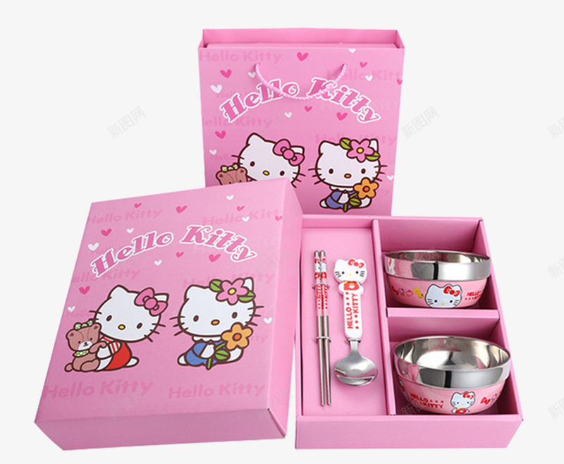 粉色碗筷套装礼盒png免抠素材_88icon https://88icon.com 可爱 套碗 礼盒 餐具