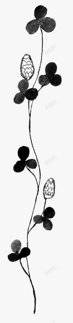 黑白花朵简笔画素材