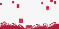 中国风红色灯笼剪纸背景装饰素材
