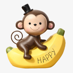 猴子香蕉汽车摆件素材