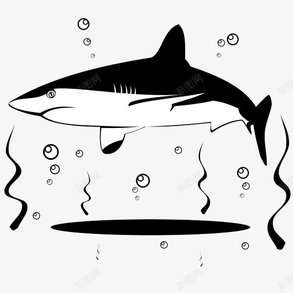 卡通黑白可爱鲨鱼png免抠素材_88icon https://88icon.com 卡通 可爱 泡泡 鲨鱼 鲨鱼黑白 黑白