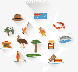 澳大利亚地图旅游矢量图素材