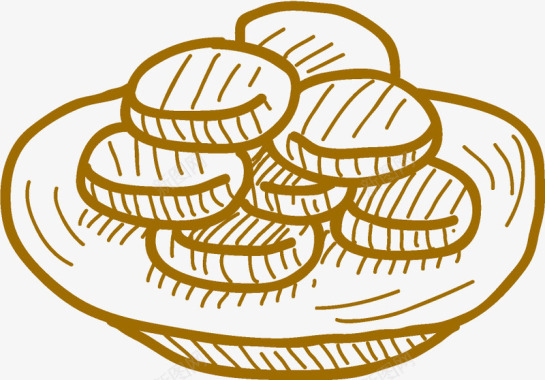 六个蛋糕卡通黄色线描铜锣烧图标图标