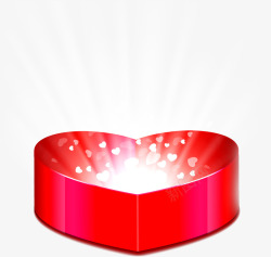红色的新型礼盒里的心形光束素材