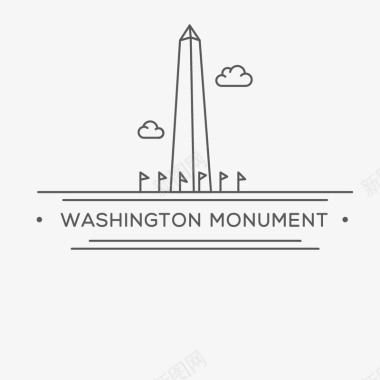 长白山景点手绘华盛顿纪念碑简笔画图标图标