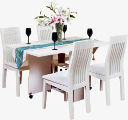 白色木质餐桌椅子七夕素材