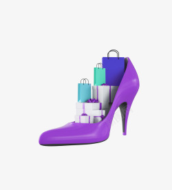创意紫色高跟鞋图素材