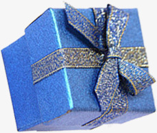 蓝色的礼盒蓝色点状的蝴蝶结素材