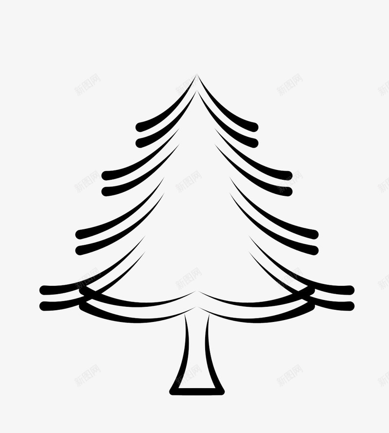 黑白线条圣诞树png免抠素材_88icon https://88icon.com 圣诞树 简约 黑白线条