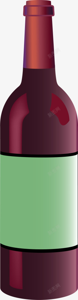 手绘红色瓶子素材
