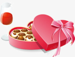 红酒巧克力爱心礼盒手绘素材