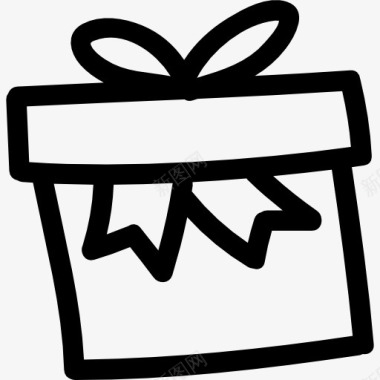 结婚礼物礼品盒手工绘制的轮廓图标图标