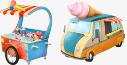 卡通可爱小汽车糖果冰淇淋素材
