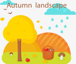 秋季风景图矢量图素材