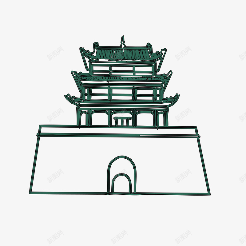 手绘甘肃png免抠素材_88icon https://88icon.com 名胜古迹 旅游 甘肃 白描 白色