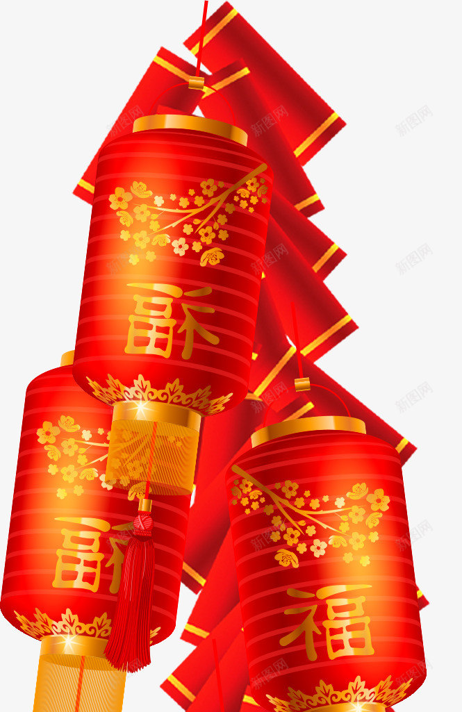 新年装饰灯笼鞭炮png免抠素材_88icon https://88icon.com 新年 新年装饰 新春佳节 灯笼 装饰图案 鞭炮