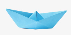 蓝色纸船特写素材