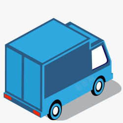送货箱蓝色小货车手绘图高清图片