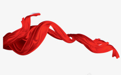 红色漂浮丝绸丝带素材