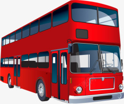 红色大巴卡通红色大巴汽车造型高清图片