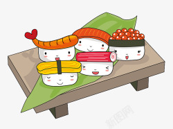 可爱手绘寿司拼盘素材