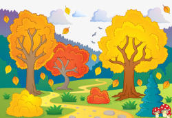 卡通手绘装饰秋天景色素材