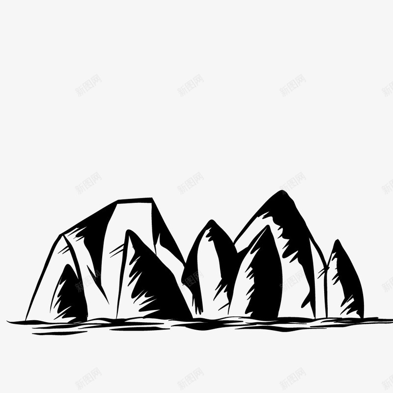 卡通简约简笔画黑白插画小清新png免抠素材_88icon https://88icon.com 小清新插画 山峰 广告设计 扁平化简约黑白样式 极简黑白图样 简笔画装饰 黑白简约插画